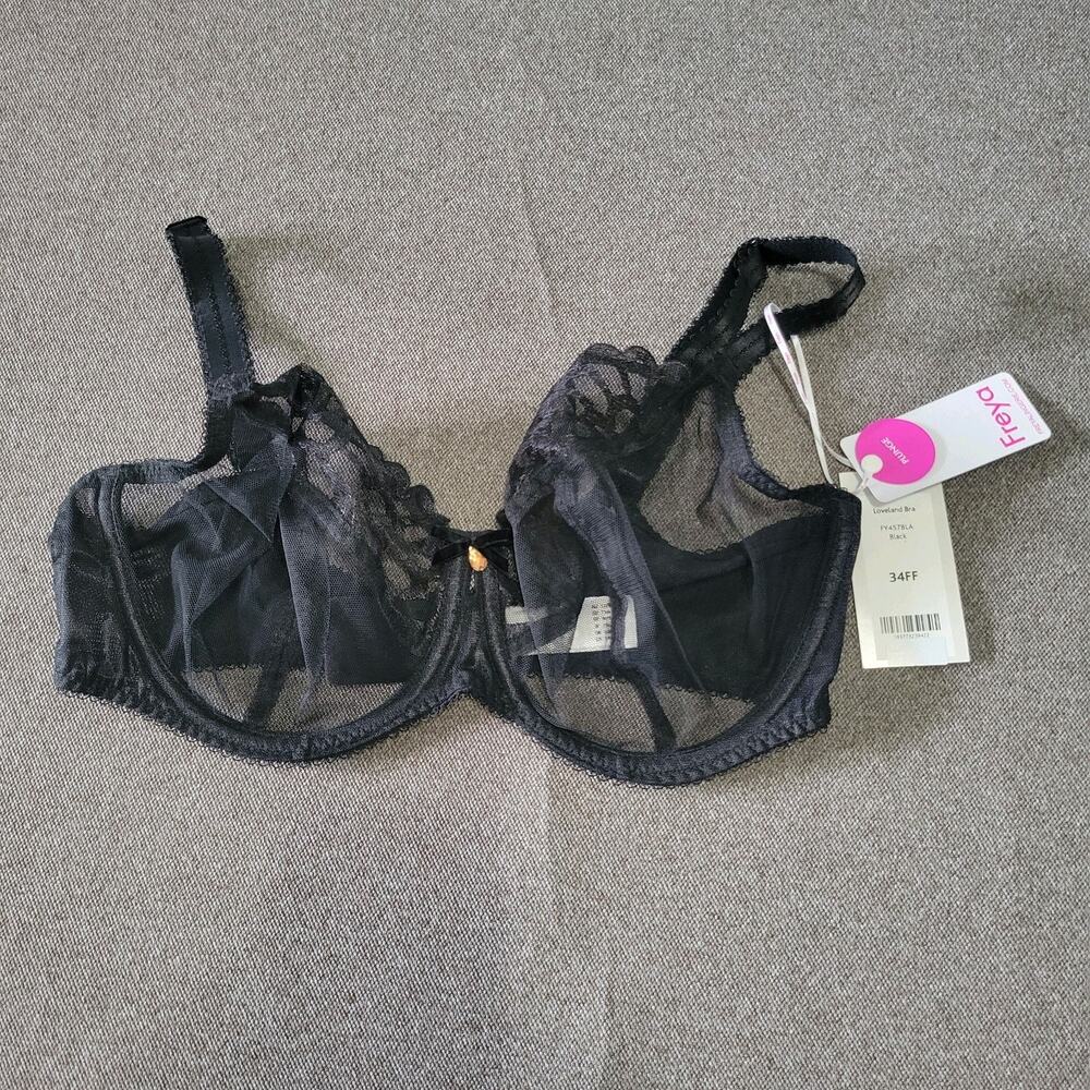 Freya 34H Black Loveland Mesh Plunge Bra